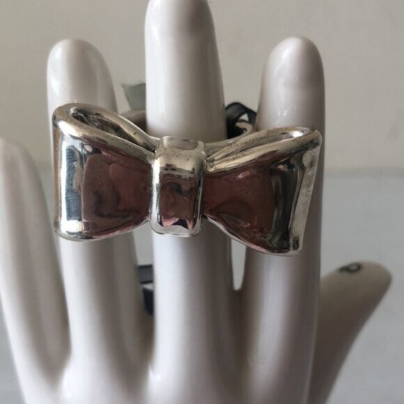 E&L Israel Ring Sterling Silver Electroform Bow  Sz.8 - Picture 6 of 16